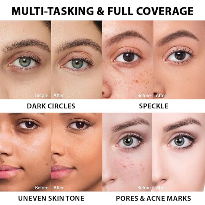 Kaely under Eye Concealer Full Coverage,Waterproof Concealer for Dark Circles,Puffiness,Redness,Cream Foundation Eye Brightener Serum,Color corrector de ojeras,Anti Aging,Natural Matte Finish,Dark