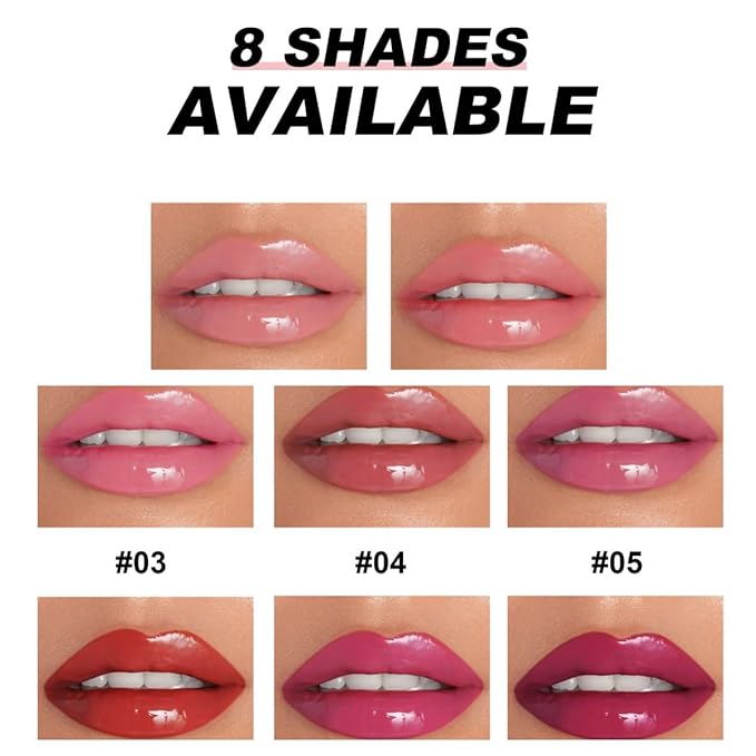 MAEPEOR Nourishing Lip Balm 8 Colors Smooth Moisturizing Lip Glow Gloss Non-Sticky and Long-lasting Hydrating Jelly Lip Balm for Women and Girls (Color 01)