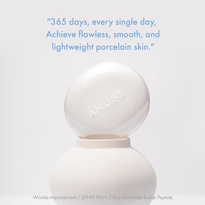 Amuse SEOUL Ceramic Skin Perfector Cushion Foundation 1.5 NATURAL | Long-lasting, Lightweight, Semi-matte, Flawless Coverage, Hypoallergenic, Vegan, Korean Beauty (15g / 0.52oz.) oz.)
