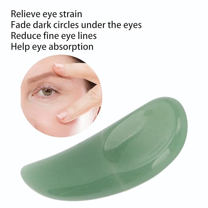 Spatula Scoop, Curved Cosmetic Spatula Scoop Mini Gua Sha Jadestone Curved Makeup Eye Cream Cosmetic Spatula Reduce Puffiness, Bags And Dark Circles Under the Eyes (Green)