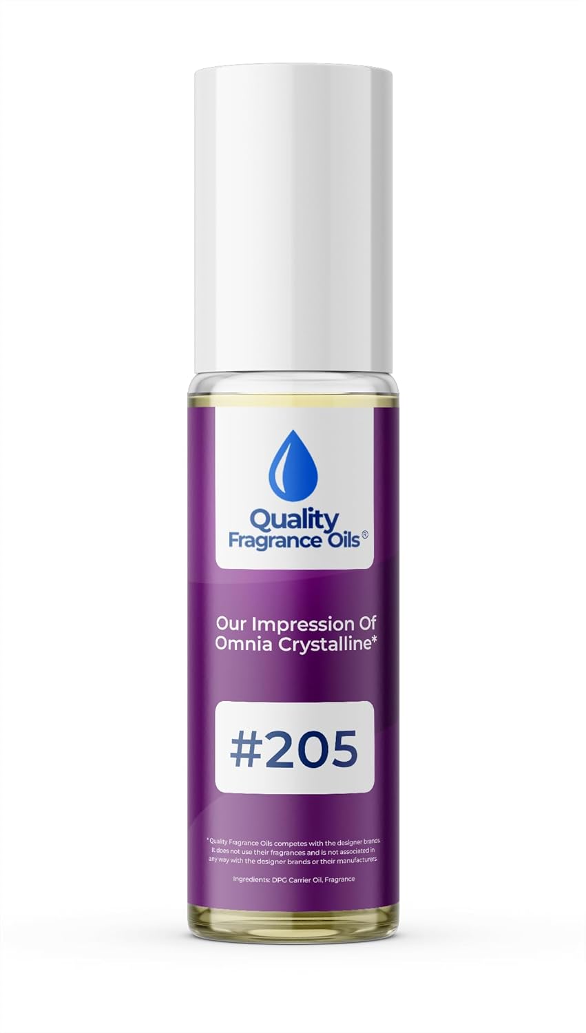 Quality Fragrance Oils' Omnia Crystalline Impression #205 | Long-Lasting Perfume Oil, Alcohol-Free, Strong Scent, 10ml Roll-On | Affordable Alternative to Designer Fragrances