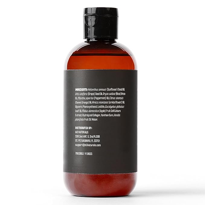 Arnica Sore Muscle Massage Oil for Massage Therapy - with Collagen Stem Cells Arnica and Menthol - Multipurpose Instant Absorption Full Body Massage Oil by M3 Naturals (Pack of 2)