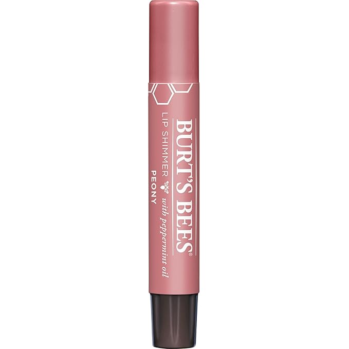 Burt's Bees Shimmer Lip Tint Set, Tinted Lip Balm Stick, Moisturizing for All Day Hydration with Natural Origin Glowy Pigmented Finish & Buildable Color, Peony (4-Pack)