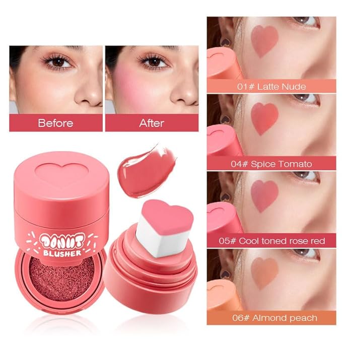 Stamp Liquid Blush Stamp Blush with Heart Shaped Applicator Natural Long Lasting Blush, Light and Airy Makeup for Women (1)