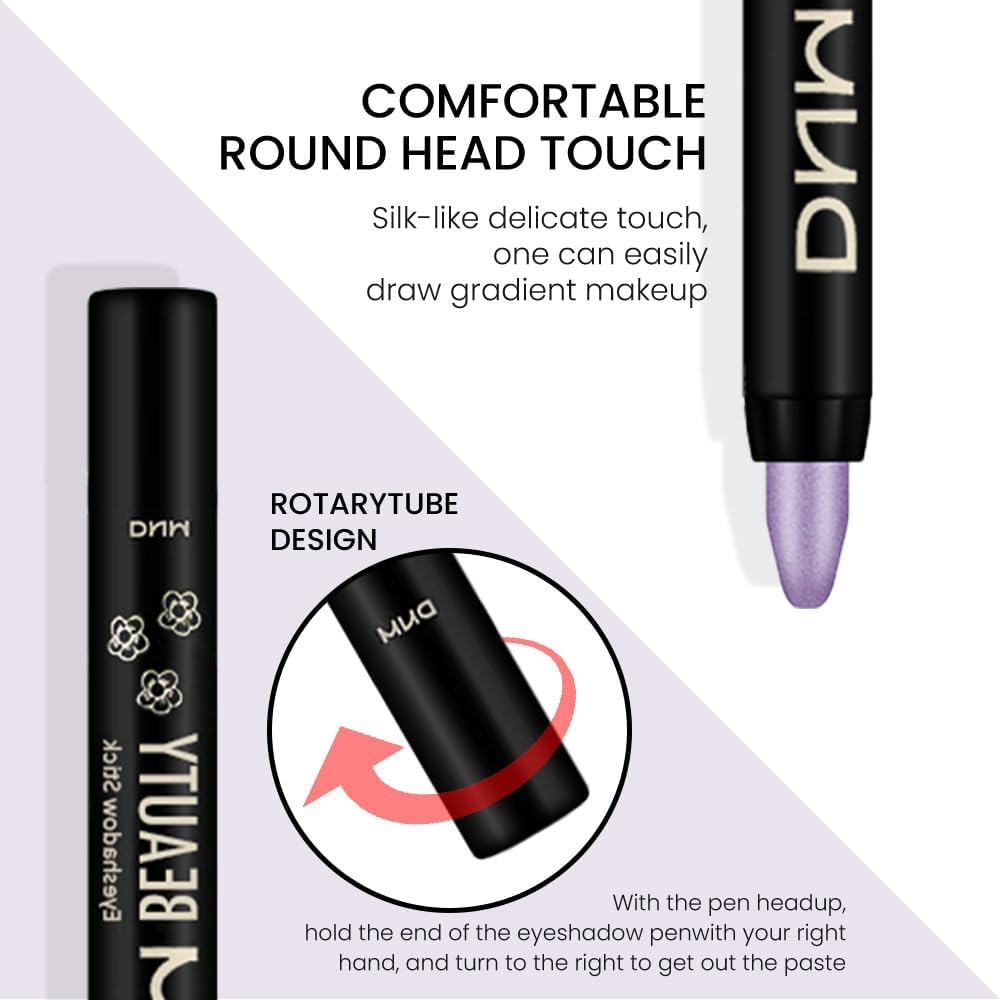 evpct 2Pcs Cream Eyeshadow Sticks Set for Eyes Light Purple & Violet Shimmer Eye Crayon Shadow Brightener Stick Pencil Pen Bulk sombras en crema para ojos 08+09