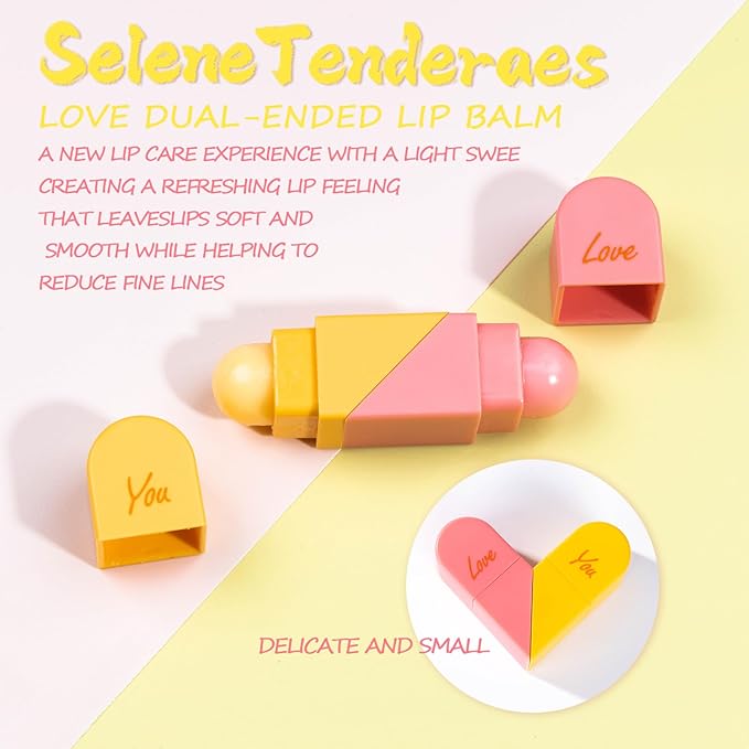 Heart Shaped Dual-use Deformable Lip Balm Stick - Honey, Peach. Repair, Keep Lips Moisturized,pink gift box，Gifts