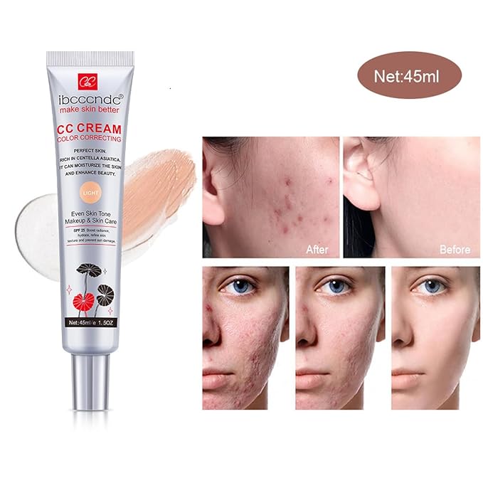 Color Correcting CC Cream with SPF 25,Full-Coverage Foundation,Hydrating Serum,Refine Skin Texture, Avoid Sun Damage (Dark, 45 ml)