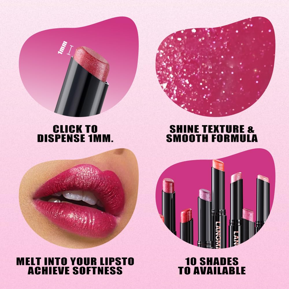 Jolilab 8Pcs Sparkling Lipstick Lip Gloss Long Lasting Waterproof Moisturizer Lip Balm Glitter Shimmer Metallic, Diamond Shiny Bold Glow Goth Lipstick for Women Girls