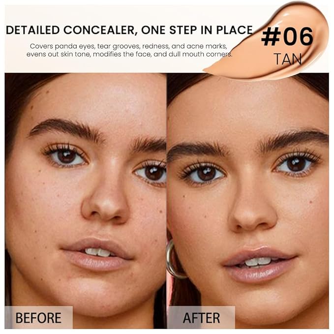 1 Pack Matte Oil Free Concealer Foundation Cream,Professional Make-up Base Facial Matte Full Coverage Liquid Tattoo Concealer Hide Foundation Primer Makeup.Long-Lasting-1 Fl.Oz (06 TAN)