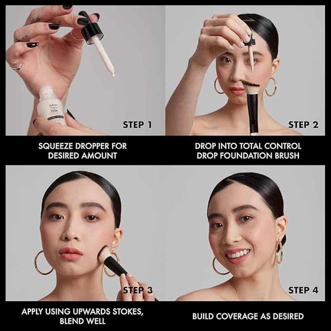 NYX PROFESSIONAL MAKEUP Total Control Pro Drop Foundation, Skin-True Buildable Coverage - Nutmeg