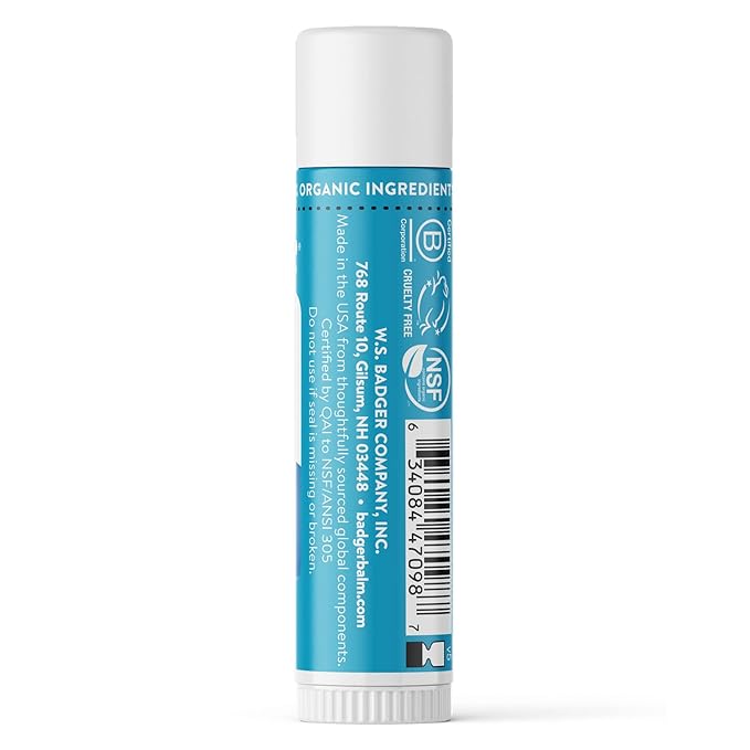 Badger Sunscreen Lip Balm SPF 15, Organic Mineral Sunscreen SPF Lip Balm with Zinc Oxide, Reef Friendly, Broad Spectrum, Water Resistant, Unscented, .15 oz (4 Pack)