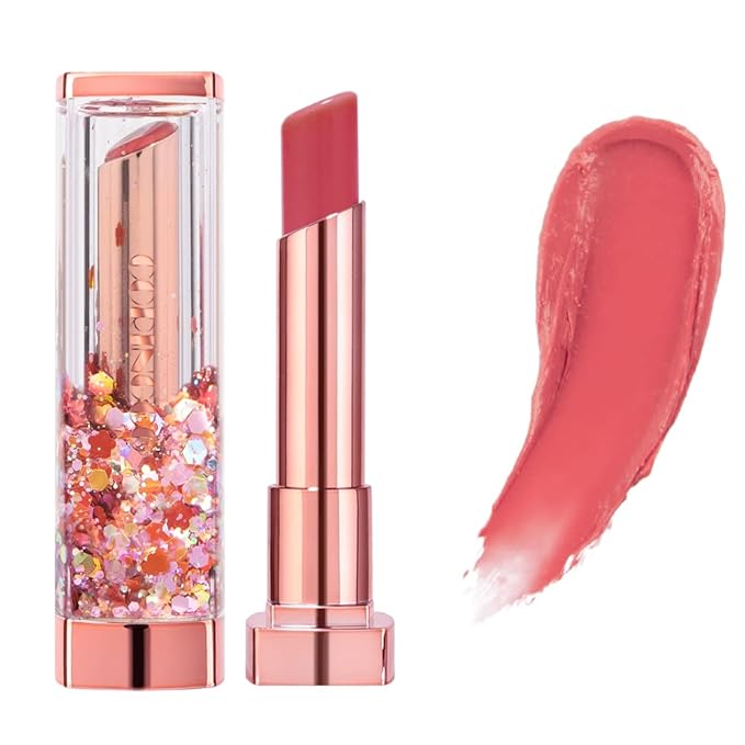 Sparkle Cute Lip Balm, Rose Red, Glittery, Moisturizing, Crayon