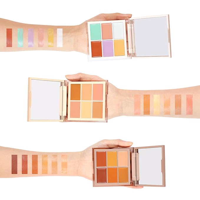 MAEPEOR Face Conceal Contour Palette 6 Colors Full Coverage and Lightweight Concealer Contour Palette Waterproof Long Lasting Contour Palette (Color 03)