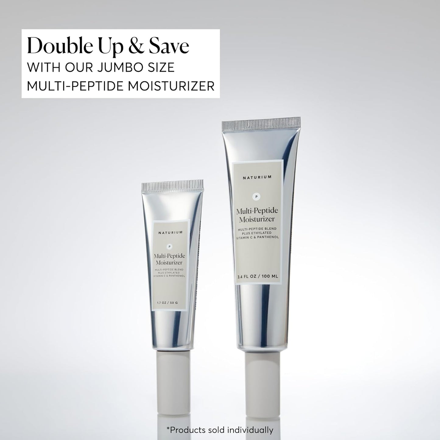 Naturium Multi-Peptide Moisturizer Jumbo, Hydrating & Smoothing Skin Care, Moisturizes with Ethylated Vitamin C & Panthenol, 3.4 oz