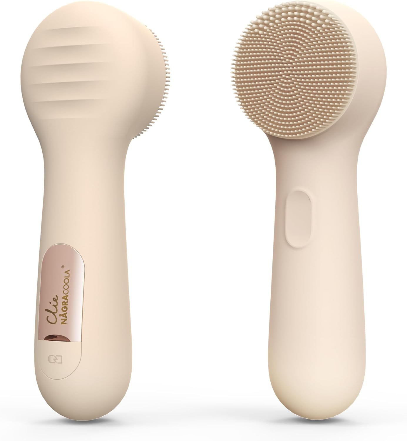 Silicone Face Scrubber, NågraCoola CLIE 2.0 Facial Cleansing Brush, Rechargeable, Waterproof Face Scrub Brush for Cleansing, Exfoliating, Massaging, Electric Facial Exfoliator for Women and Men - Oat