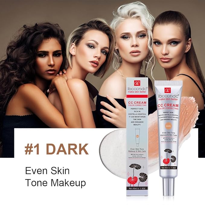 Color Correcting CC Cream,Invisible Pores Cream Foundation And Invisible Pores Concealer,CC Cream Foundation Rich In Centella Asiatic, Moisturizing And Waterproof CC Cream With Spf 25 (DARK)