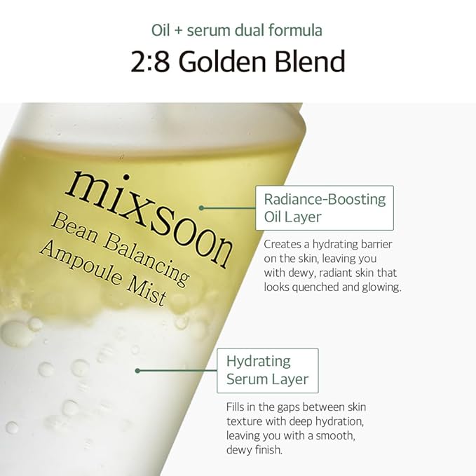 mixsoon Bean Balancing Ampoule Mist Skin moisturizer and Oil balance For Hydrated Radiance Korean Glass Skin Care 3.38 fl. oz. / 100ml