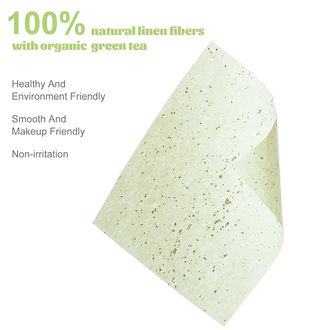 2 Pack Oil Blotting Sheets for Face, Oil Blotting Paper Green Tea Total 100 sheets with Portable Mirror Case & Makeup Puff Makeup Friendly