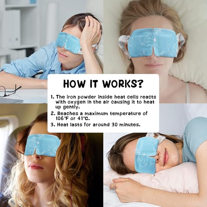 16 Pack Steam Eye Mask for Dry Eye Care - Bulk Disposable Heating Eye Mask for Dark Circles and Puffiness Relief Soothing Moisturizing Warm Eyes Care Pads Relax Therapy, Fragrance Free