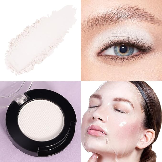 Single Matte Eyeshadow Makeup Palette, Neutral Ivory White Eyeshadows Singles, Monochrome Eye Shadow Palette Makeup for Women, de sombras de ojos, Highly Pigmented Daily Evening Girls Eyeshadow