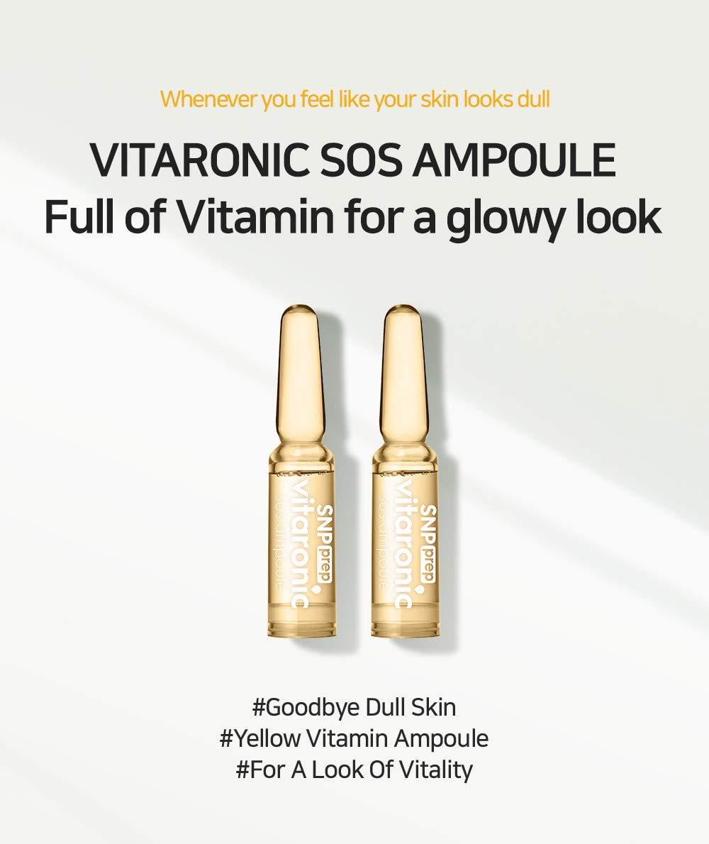 Snp Vitaronic SOS Ampoule | 1 Week Facial Supply Nourishing and Moisturizing for All Skin Types | Korean Skin Care Face Moisturizer | Vitamin Facial Moisturizer | 7 Vials - 1.5ml per Vial