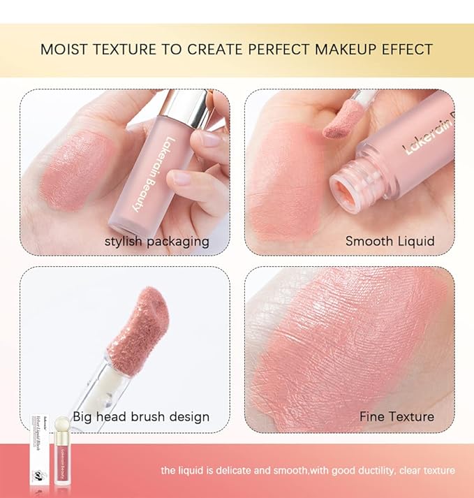 MEICOLY Pink Matte Dewy Liquid Blush,Super Natural Cream Blush Stick for Cheeks,Silky Smooth Soft Pinch Long-Lasting Waterproof and Sweat proof Blush Makeup,Cruelty-Free,02,Happy,Rose