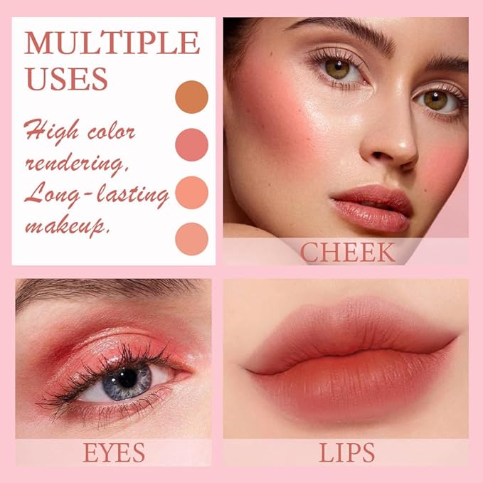 evpct 2Pcs Soft Cream Velvet Liquid Blush Makeup for Cheeks Lips, Moisturizing Lightweight Blendable Feel Waterproof Long-Wearing Smudge Proof Natural Matte Finish Looking Dewy Cheek Tint D111 & D113