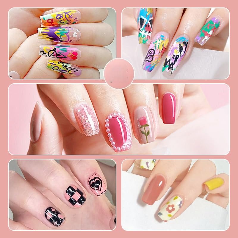 Nail Polish Pens Set, Nail Art Pens, Nail Pencil, DIY Drawing Painting Pen, for Nails DIY (red pink gold silver black white 0.7mm)