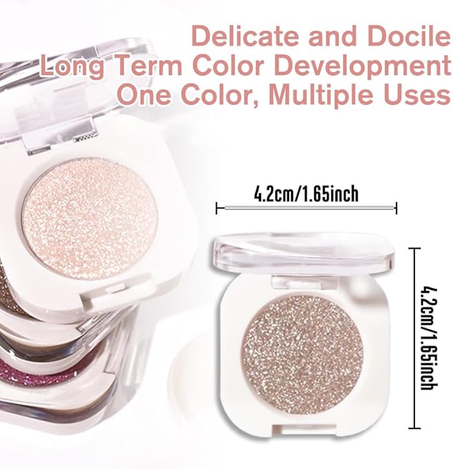 Nude Brown Single Glitter Eyeshadow Makeup, Neutral Powde Eye Shadow for Women, Nude Shimmer Singles Eyeshadow Palette Pigmented Waterproof, sombras para ojos, Girls Monochrome Eyeshadows Gift
