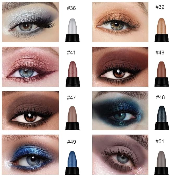 Kaely 8Pcs Cream Eye Shadow Sticks Set, Matte Shimmer Eyeliner Pencil Eyeshadow Palette Makeup, Eye Highlighter Brightener Stick for Older Women Waterproof Pigmented, sombras para ojos 07