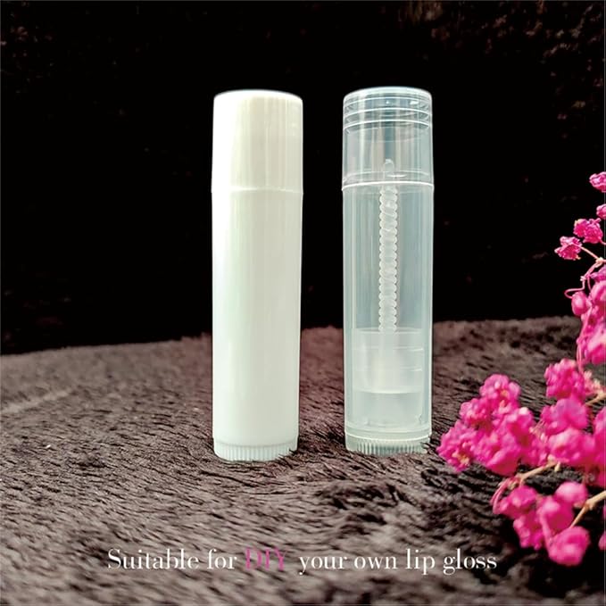 50 Lip Balm Container Kit with Filling Tray and Spatula, Round Tube Refillable Empty Tube 3 Colors, 0.15 oz, BPA Free, for DIY Homemade Lipstick Lipstick (50 white kits,)