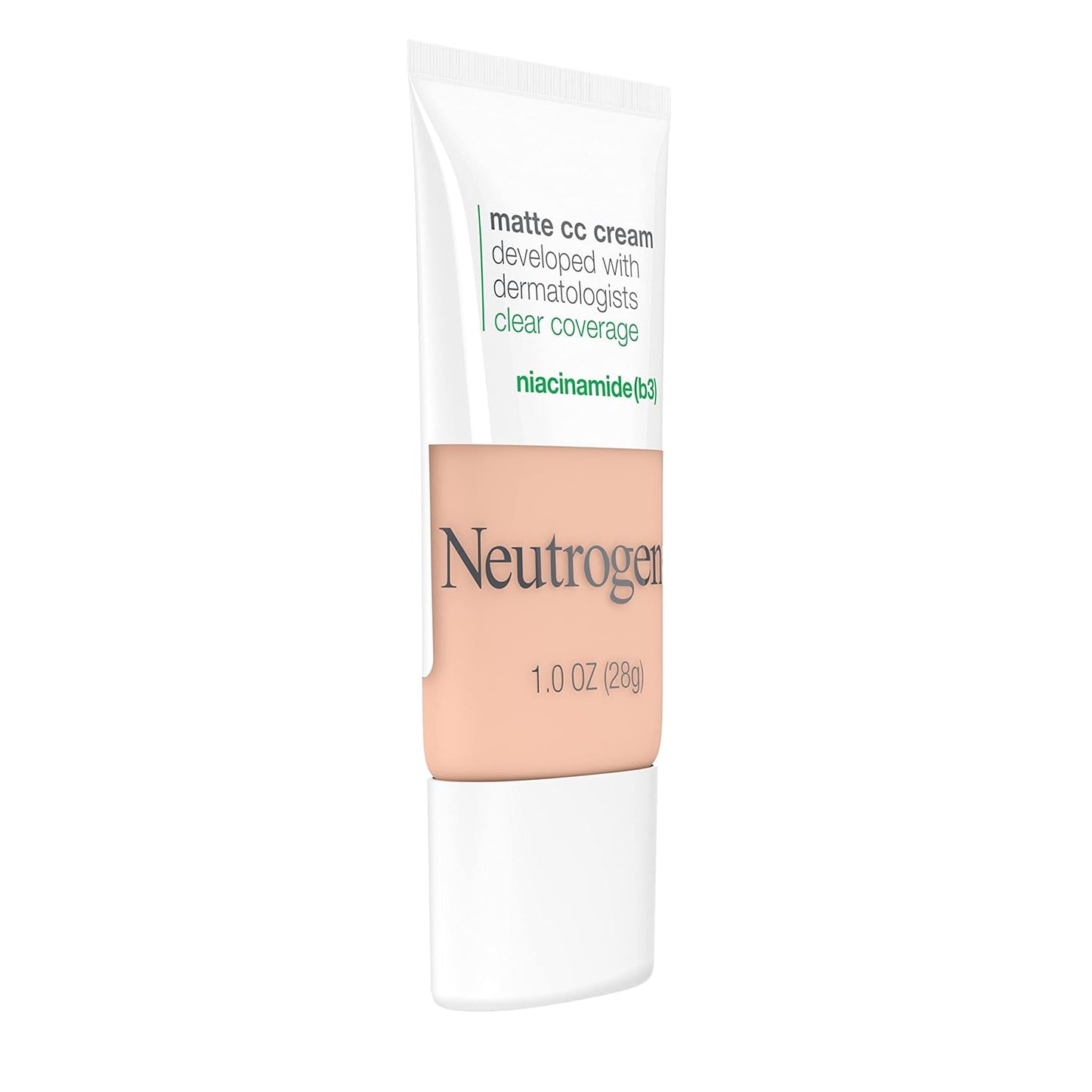 Neutrogena Clear Coverage Flawless Matte CC Cream, Full-Coverage Color Correcting Cream Face Makeup with Niacinamide (b3), Hypoallergenic, Oil Free & Fragrance Free, Alabaster, 1 oz
