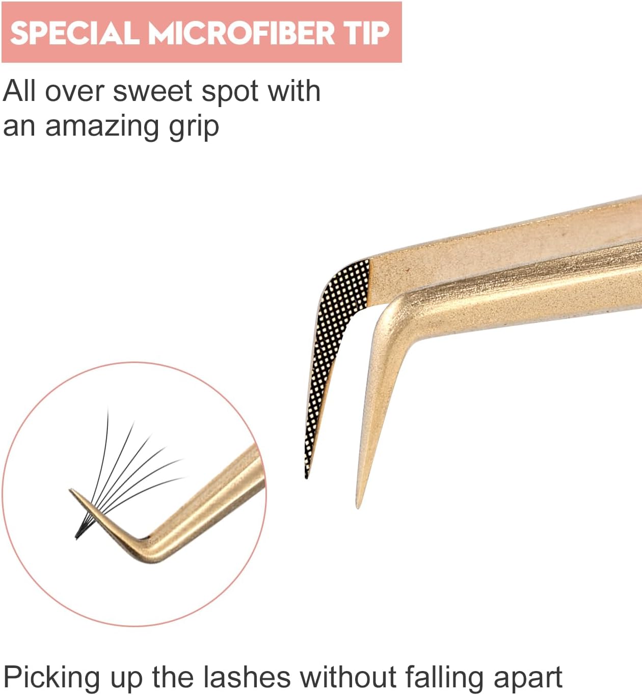 Ms.Queen Eyelash Tweezers for Extensions,Professional 3Pcs Fiber Tip L-Shaped Boot Volume Curved Lash Tweezers Set