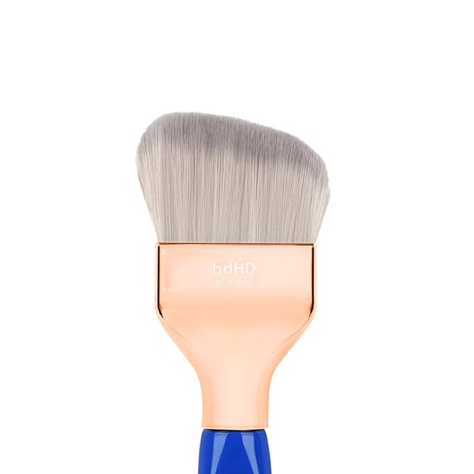 Bdellium Tools Professional Makeup Brush - Golden Triangle 971 Large Slanted Double Dome Blender - With All Vegan and Soft Synthetic Fibers, For Foundation Application & Blending (Blue, 1pc)