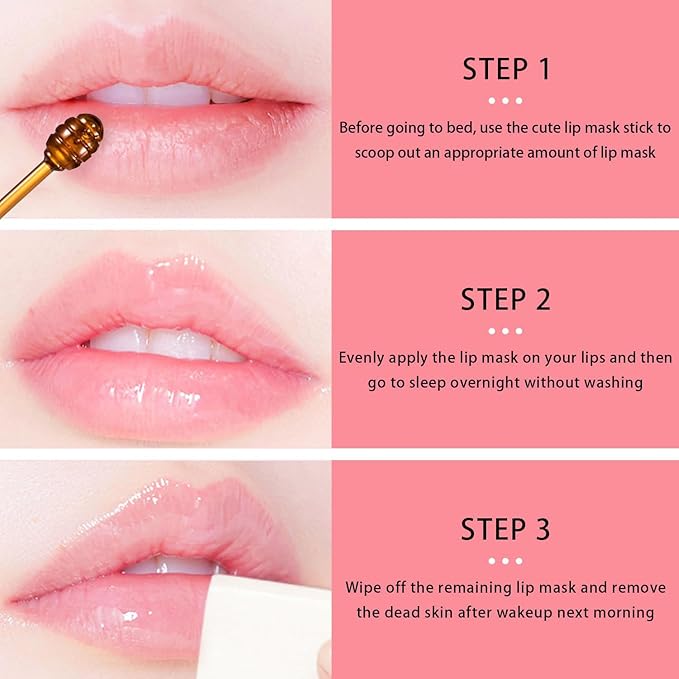 4PCS Bee Lip Balm Honey Lip Balm,Exfoliating Honey Pot Lip Balm Sleeping Lip Mask with Brush, Hydrating & Prevention Dry and Cracked, Lip Scrubs Exfoliator & Moisturizer