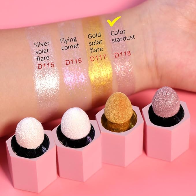 evpct Rose Gold Stardust Liquid Face Highlighter Makeup Waterproof Long Lasting Halographic Pink Glitter Shimmer Body Iridescent Highlighter Makeup Palette Stick