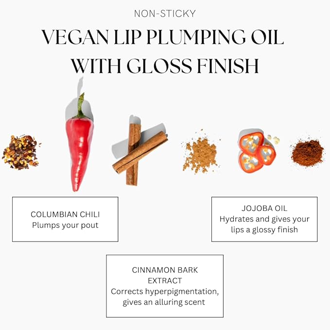 BIG POUT ENERGY, Chili-Infused Lip Plumping Oil for Full and Smooth Lips, Lip Gloss Finish, With Easy Swipe XL Wand Applicator, Scarlett Flame, 0.12 fl oz