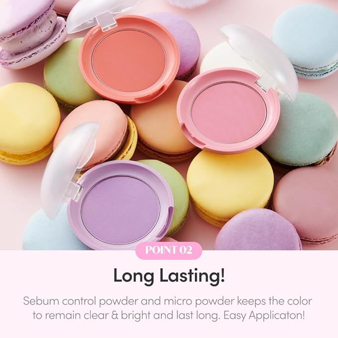 ETUDE Lovely Cookie Blusher #PP502 Lavender Lemon Macaron 4g | Glowing & Natural Powder Blush with Long-Lasting Sebum Control | Easy Application | Puffy Cushion for a Lovely Makeup Look