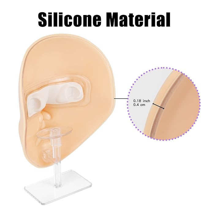 Makeup Practice Mannequin Face, 5d Reusable Silicone Makeup Practice Board Full Face with Makeup Brushes Sponge Set and Eyeshadow Board Makeup Kit for Makeup Artist, Girl's Gift Or Professionals