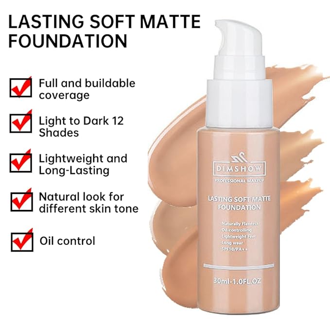 Flawless Matte Liquid Foundation Makeup, Vegan & Cruelty-Free, Liquid Oil-Free Foundation Face Makeup for Combination & Oily Skin, Longwear Medium-Full Coverage (03, 30ml)