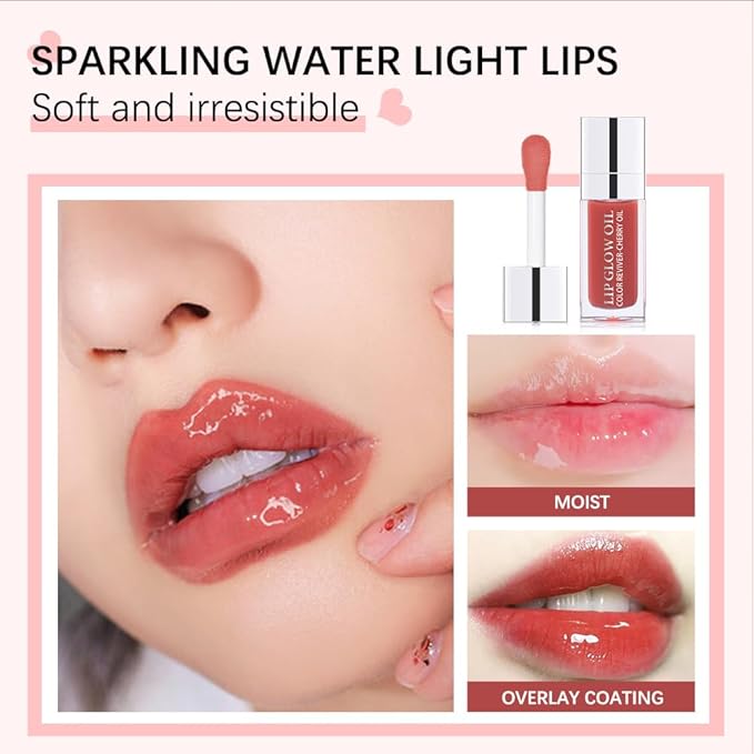 Moisturizing Lip Oil,No-Sticky Lip Gloss Lip Balm Lip Care,Fruit Flavoured Lip Oil For Dry Lip's Moisturizing Hydrating And Nourishing (020#MAHOGANY) 0.2 OZ