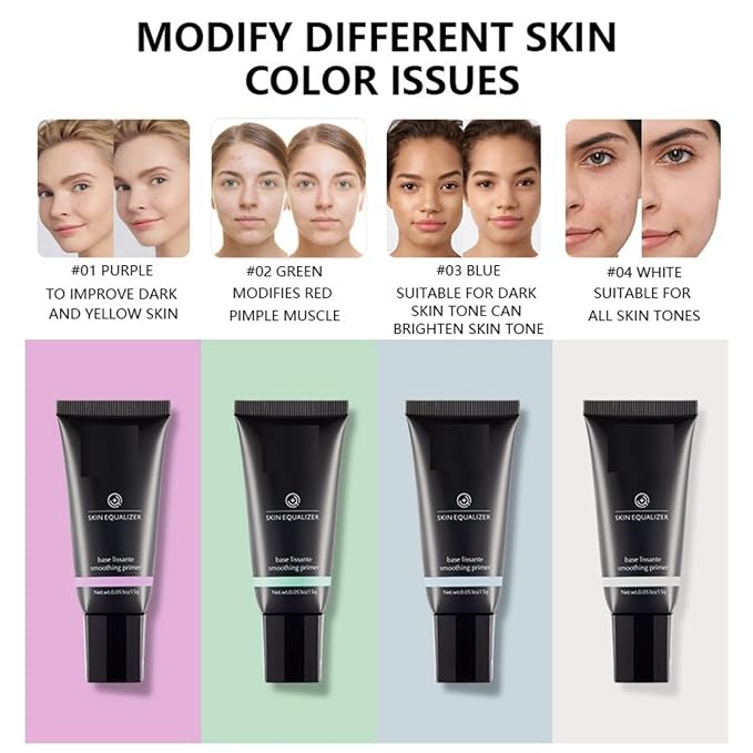 MAEPEOR Moisturizing Face Primer 4 Colors Long Lasting Matte Face Primer For Neutralizing Uneven Skin Tones & Brightening Complexion (02 Green)