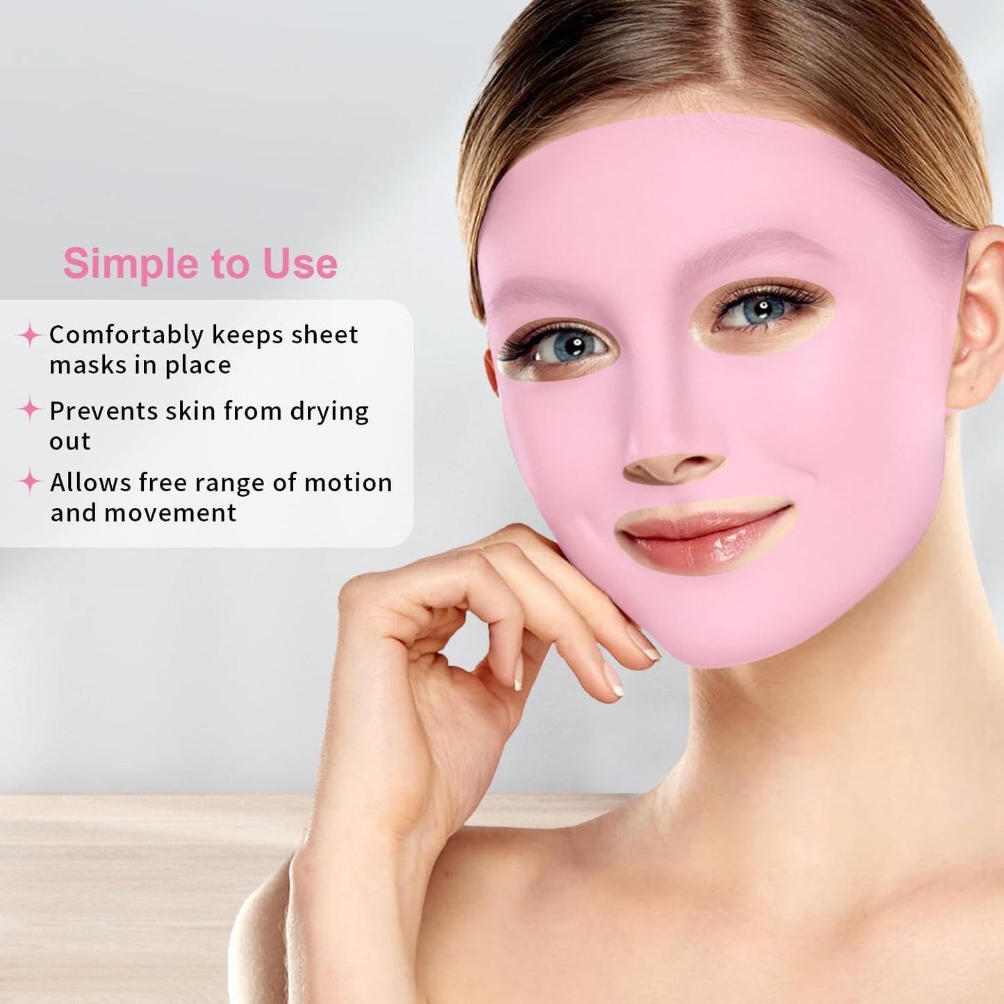 Ice Face Mask and Silicone Face Mask Cover Set, Ice Mask For Dark Circles, Puffiness, Migraines, Headache, Stress, Redness,Reusable Anti-Wrinkle Silicone Face Mask Holder for Sheet Masks(Pink)