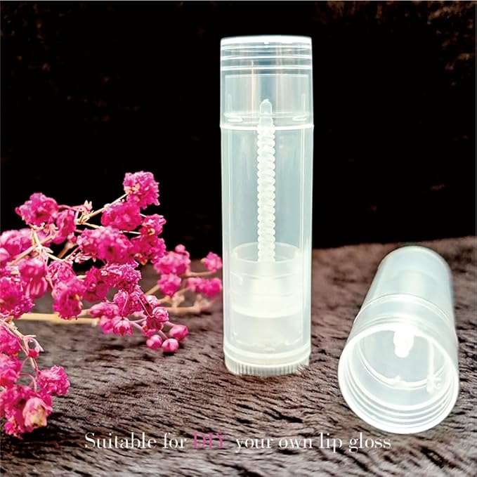 50 Lip Balm Container Kit with Filling Tray and Spatula, Round Tube Refillable Empty Tube 3 Colors, 0.15 oz, BPA Free, for DIY Homemade Lipstick Lipstick (50 translucent kits,)