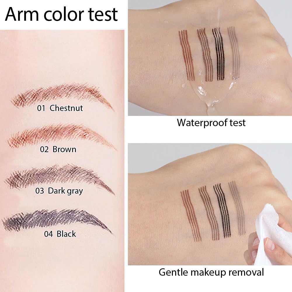 Eyebrow Ink Pencil by Brow Stylist -Micro 4 Point Brow Pen Lift & Snatch Eyebrow Pen Kits with 3 Eyebrow Stencil Long-Lasting Waterproof Natural Eyebrow Hair (1Pc 03# dark grey)