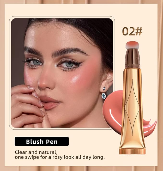 Liquid Blush Beauty Wand, Face Concealer Contouring With Halo Glow Liquid Filter Long Lasting & Smooth Matte Finish Liquid Illuminator Makeup Stick (02 Peach Pink)