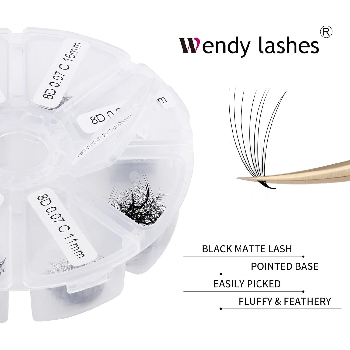 Pre-made Fans for Eyelash Extension 500+8D D Curl Handmade Loose Volume Lashes9-16mm