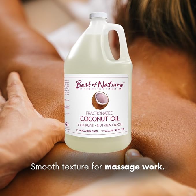 Best of Nature 100% Pure Fractionated Coconut Oil - Liquid MCT Massage & Body Oil, Unscented Moisturizer for Hair, Skin, Face, Aromatherapy Carrier for Essential Oils, 5 Gallon Pail (640 fl oz)