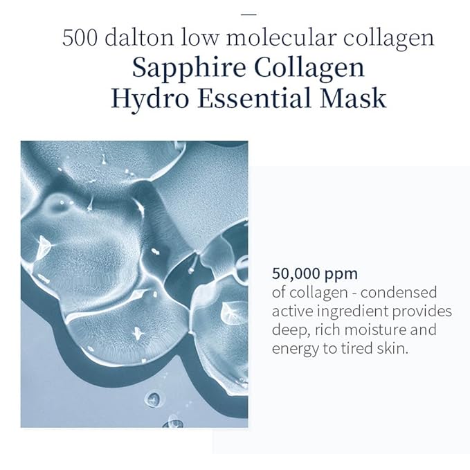 WELLDERMA Sapphire Collagen Hydro Essential Mask 10 Sheets Skin Soothing Calming