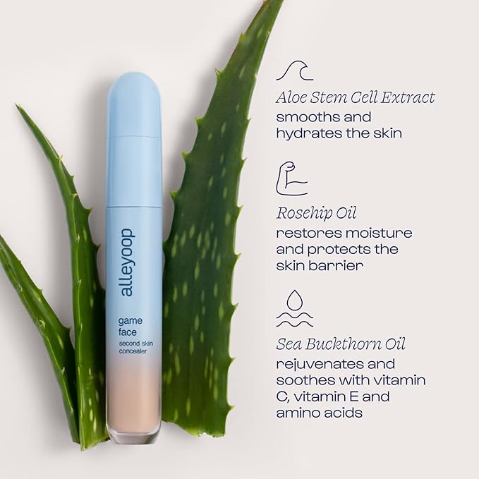 Alleyoop Game Face Concealer Makeup, Lightweight to Medium Buildable Coverage Under Eye Concealer, For Blemishes, Crease-proof and Hydrating with Aloe Stem Cell, Smooth Second Skin Finish - Go-Getter